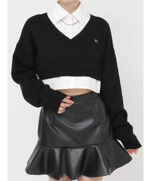 EATME（イートミー）の「シャツカラーレイヤードニットTOP（シャツ/ブラウス・レディース・ブラック/オフホワイト/その他1・FREE）」の20枚目の写真