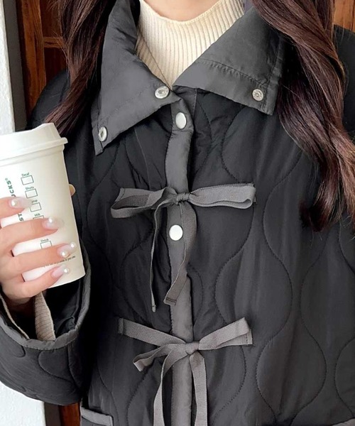 セール】【mily bilet】フェミニンに着こなせる冬アウター。リボン使い