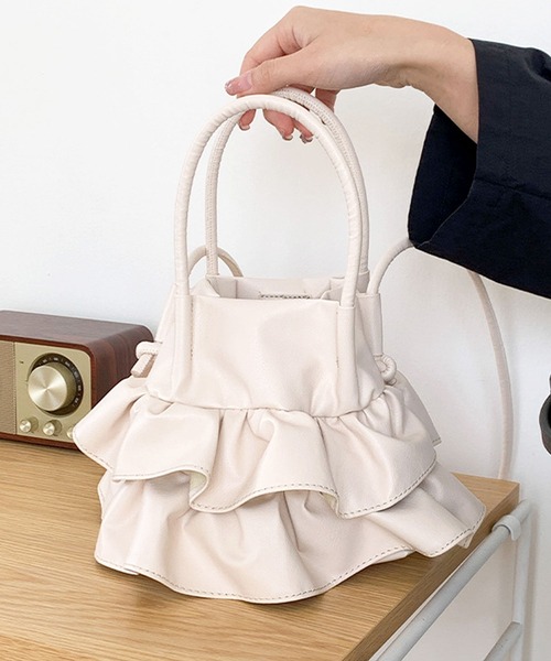 florist（フローリスト）の「2WAY韓国ファッションラッフルフリルレザーミニハンドバッグ/ショルダーバッグ（ハンドバッグ・レディース・ブラック/シルバー/オフホワイト/グリーン・FREE）」の15枚目の写真