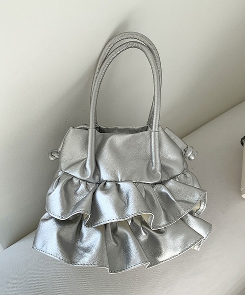 florist（フローリスト）の「2WAY韓国ファッションラッフルフリルレザーミニハンドバッグ/ショルダーバッグ（ハンドバッグ・レディース・ブラック/シルバー/オフホワイト/グリーン・FREE）」の9枚目の写真