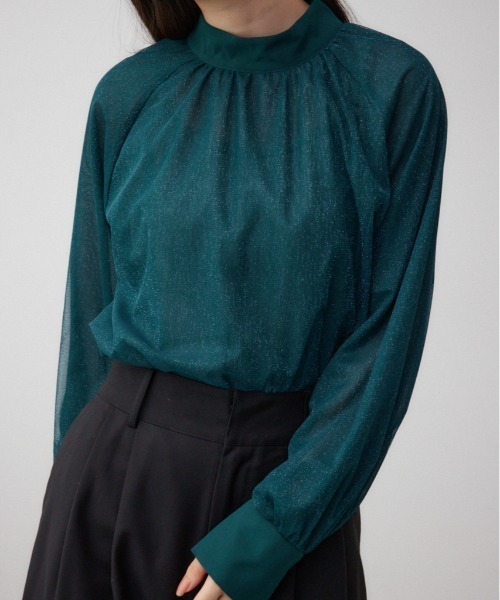 AZUL by moussy(アズールバイマウジー)の「チュールレイヤードブラウス(シャツ/ブラウス・レディース・ダークグリーン/ブラック/アイボリー・FREE)」の3枚目の写真
