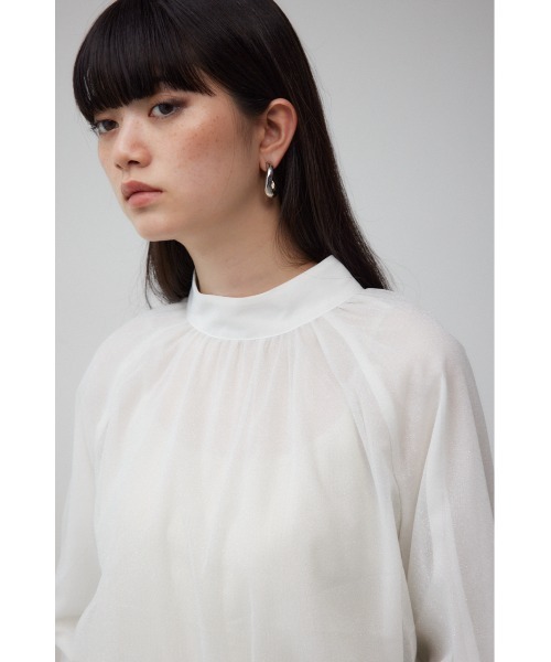 AZUL by moussy(アズールバイマウジー)の「チュールレイヤードブラウス(シャツ/ブラウス・レディース・ダークグリーン/ブラック/アイボリー・FREE)」の4枚目の写真