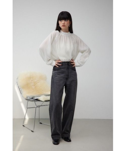 AZUL by moussy(アズールバイマウジー)の「チュールレイヤードブラウス(シャツ/ブラウス・レディース・ダークグリーン/ブラック/アイボリー・FREE)」の6枚目の写真