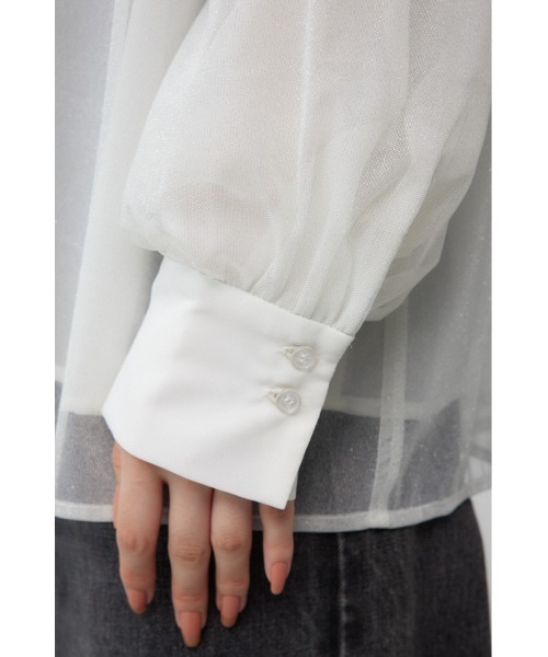 AZUL by moussy(アズールバイマウジー)の「チュールレイヤードブラウス(シャツ/ブラウス・レディース・ダークグリーン/ブラック/アイボリー・FREE)」の13枚目の写真