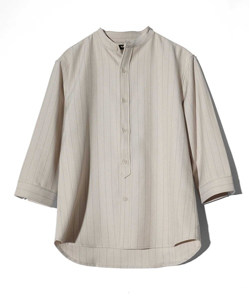 SOMEDIFF(サムディフ)の「バンドカラー7分袖シャツ メンズ セットアップ対応 春服(シャツ/ブラウス・メンズ・ベージュ/ネイビー/グレー・M/L/XL)」の6枚目の写真