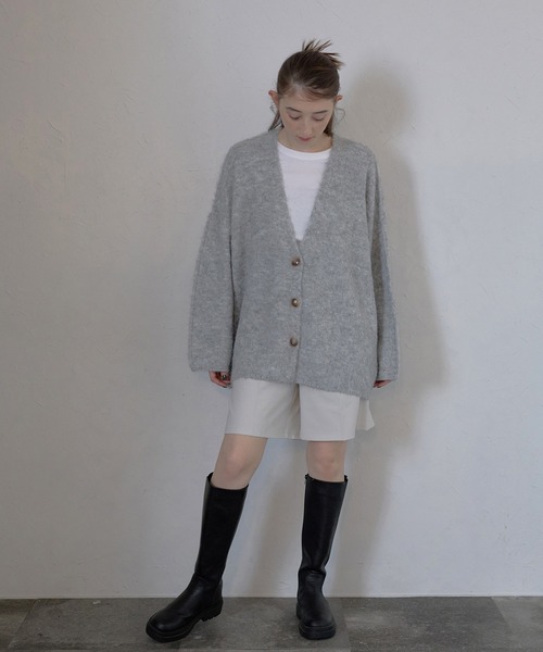カーディガン 「MINERTE」alpaca yarn knit cardigan / アルパカヤーンカーディガン レディース MINERTE】alpaca yarn knit cardigan / アルパカヤーン