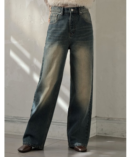 Re:EDIT（リエディ）の「[低身長/高身長サイズ有]コットンデニムハイウエストワイドパンツ（デニムパンツ・レディース・ネイビー/ブルー系その他/ブラック/ブルー/ブラック系その他・SHORT/MEDIUM/TALL/LARGE）」の10枚目の写真