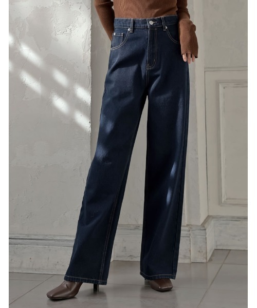 Re:EDIT（リエディ）の「[低身長/高身長サイズ有]コットンデニムハイウエストワイドパンツ（デニムパンツ・レディース・ネイビー/ブルー系その他/ブラック/ブルー/ブラック系その他・SHORT/MEDIUM/TALL/LARGE）」の17枚目の写真