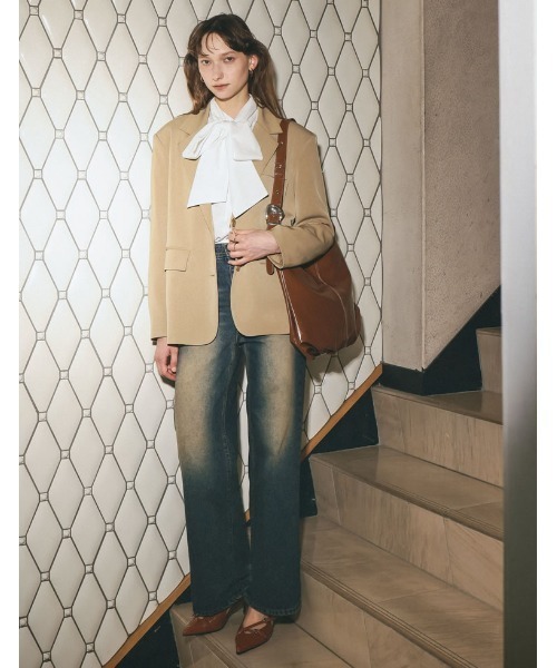 Re:EDIT（リエディ）の「[低身長/高身長サイズ有]コットンデニムハイウエストワイドパンツ（デニムパンツ・レディース・ネイビー/ブルー系その他/ブラック/ブルー/ブラック系その他・SHORT/MEDIUM/TALL/LARGE）」の8枚目の写真