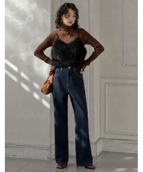 Re:EDIT（リエディ）の「[低身長/高身長サイズ有]コットンデニムハイウエストワイドパンツ（デニムパンツ・レディース・ネイビー/ブルー系その他/ブラック/ブルー/ブラック系その他・SHORT/MEDIUM/TALL/LARGE）」の18枚目の写真