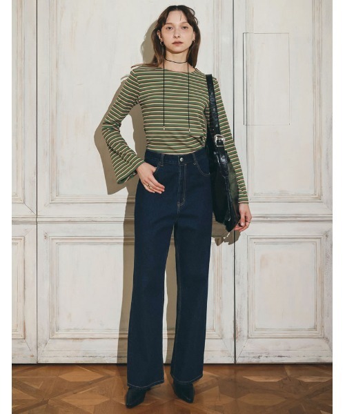 Re:EDIT（リエディ）の「[低身長/高身長サイズ有]コットンデニムハイウエストワイドパンツ（デニムパンツ・レディース・ネイビー/ブルー系その他/ブラック/ブルー/ブラック系その他・SHORT/MEDIUM/TALL/LARGE）」の15枚目の写真