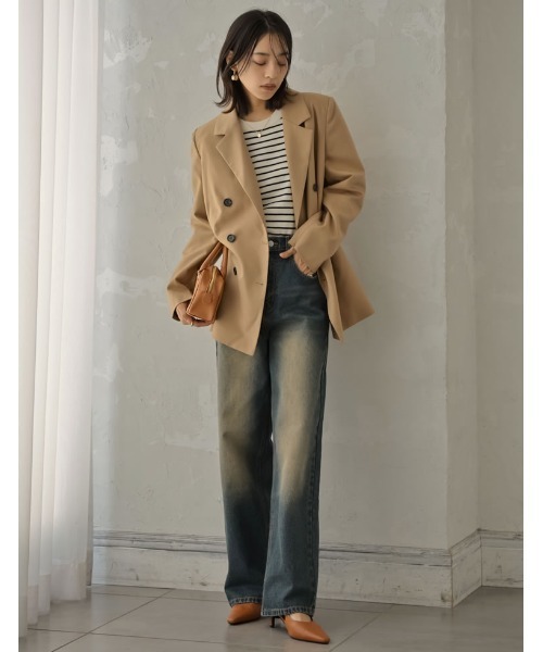 Re:EDIT（リエディ）の「[低身長/高身長サイズ有]コットンデニムハイウエストワイドパンツ（デニムパンツ・レディース・ネイビー/ブルー系その他/ブラック/ブルー/ブラック系その他・SHORT/MEDIUM/TALL/LARGE）」の13枚目の写真