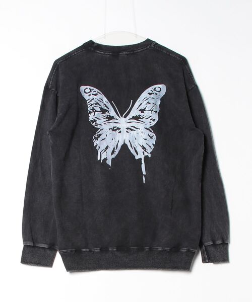 .KOM（ドットコム）の「『.KOM/ドットケーオーエム』ヴィンテージライクバタフライピグメントスウェット 長袖【Y】【CN】（スウェット・レディース・ブラック・XL/L/M）」の3枚目の写真