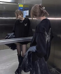 .KOM | 『.KOM/ドットケーオーエム』ヴィンテージライクバタフライピグメントスウェット 長袖【Y】【CN】(スウェット)