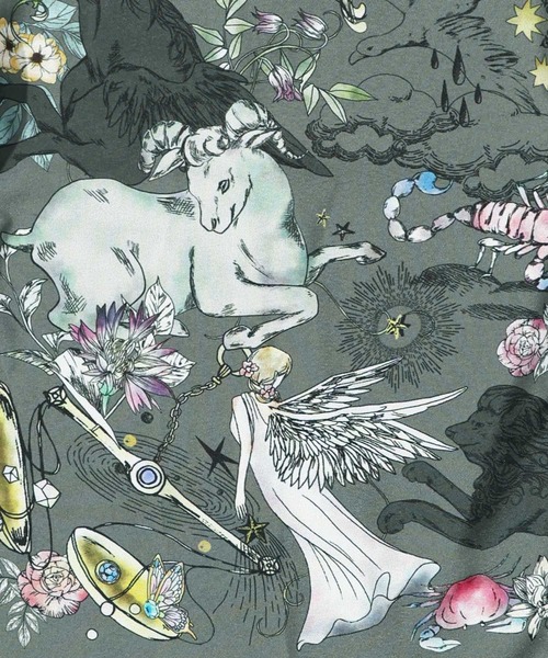 iS ScoLar（イズスカラー）の「543225：犬好きの蒐集家の部屋or花と星座モチーフ柄 切替シャツ（シャツ/ブラウス・レディース・ブラック/グレー・M）」の13枚目の写真