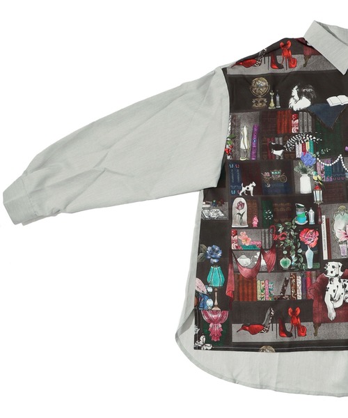 iS ScoLar（イズスカラー）の「543225：犬好きの蒐集家の部屋or花と星座モチーフ柄 切替シャツ（シャツ/ブラウス・レディース・ブラック/グレー・M）」の15枚目の写真