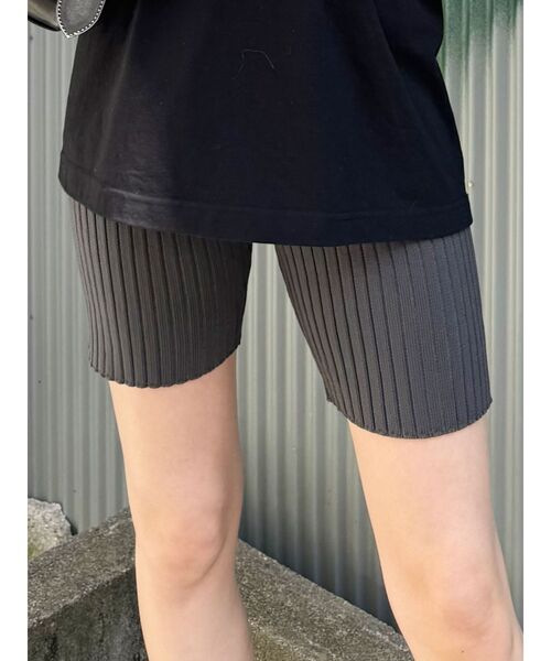 MURUA(ムルーア)の「ニットバイカーパンツ(その他パンツ・レディース・グレー/ブラック・FREE)」の1枚目の写真