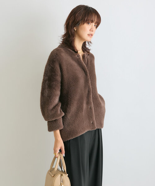 RIVE DROITE（リヴドロワ）の「【着映え◎】ダブルフェイスシャギーカーデ（カーディガン/ボレロ・レディース・ブラウン/グレー/ブルー・FREE）」の14枚目の写真