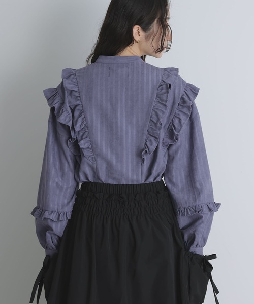 somari imagination（ソマリ イマジネーション）の「『ストライプフリルブラウス』（シャツ/ブラウス・レディース・ブルー/オフホワイト・2/1）」の10枚目の写真