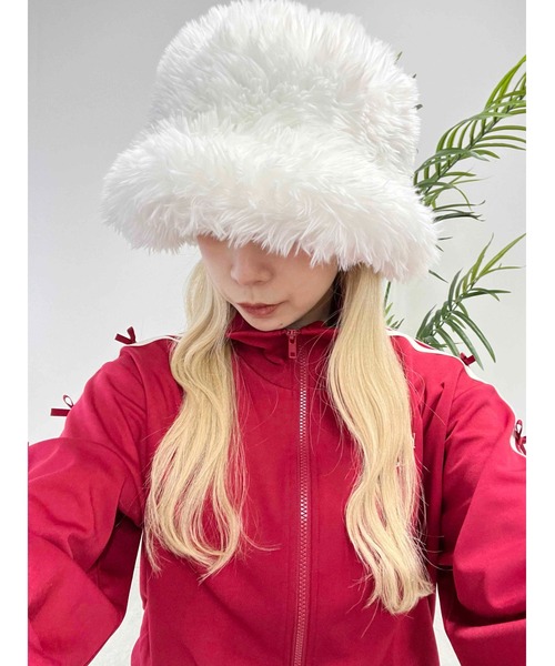 WC(ダブル シー)の「ふわふわフェイクファーハット(ハット・レディース・ブラック/ホワイト・FREE)」の5枚目の写真