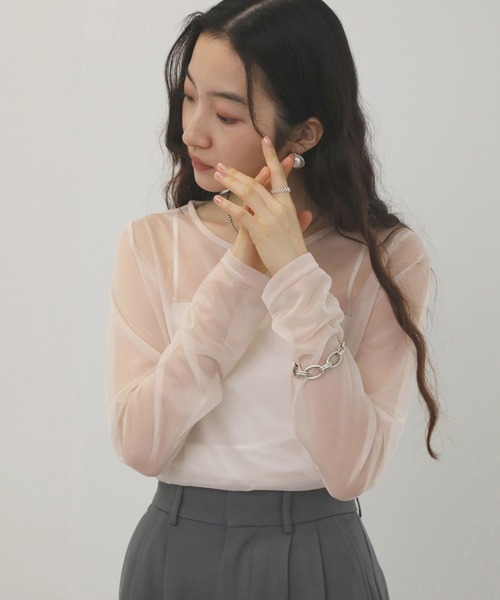 NOGLE(ノグル)の「【NOGLE/ノグル】アソートシアートップス(Tシャツ/カットソー・レディース・グレイッシュベージュ/アイボリー/ブルーグレー/ブラック/ブラウン/アイボリー系/ブラウン系・FREE)」の6枚目の写真