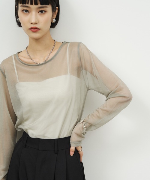 NOGLE(ノグル)の「【NOGLE/ノグル】アソートシアートップス(Tシャツ/カットソー・レディース・グレイッシュベージュ/アイボリー/ブルーグレー/ブラック/ブラウン/アイボリー系/ブラウン系・FREE)」の9枚目の写真