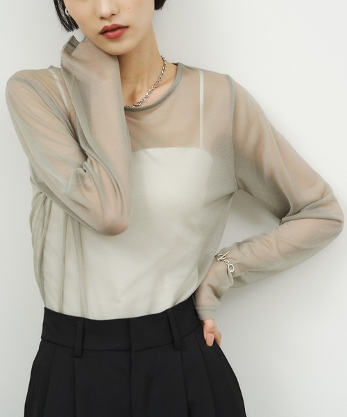 NOGLE(ノグル)の「【NOGLE/ノグル】アソートシアートップス(Tシャツ/カットソー・レディース・グレイッシュベージュ/アイボリー/ブルーグレー/ブラック/ブラウン/アイボリー系/ブラウン系・FREE)」の8枚目の写真