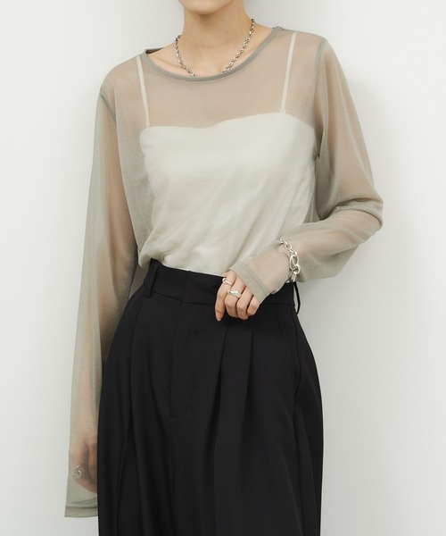 NOGLE(ノグル)の「【NOGLE/ノグル】アソートシアートップス(Tシャツ/カットソー・レディース・グレイッシュベージュ/アイボリー/ブルーグレー/ブラック/ブラウン/アイボリー系/ブラウン系・FREE)」の14枚目の写真