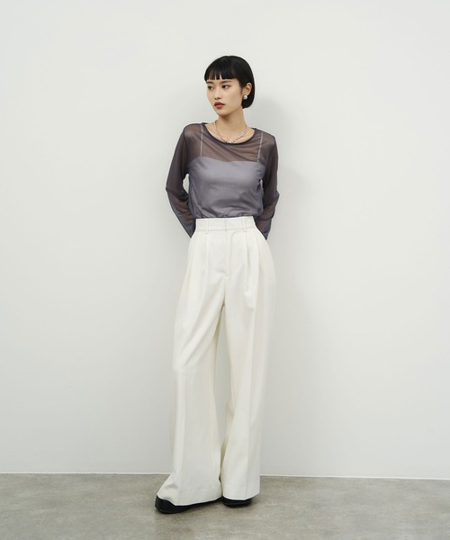 NOGLE(ノグル)の「【NOGLE/ノグル】アソートシアートップス(Tシャツ/カットソー・レディース・グレイッシュベージュ/アイボリー/ブルーグレー/ブラック/ブラウン/アイボリー系/ブラウン系・FREE)」の12枚目の写真