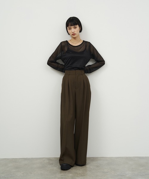NOGLE(ノグル)の「【NOGLE/ノグル】アソートシアートップス(Tシャツ/カットソー・レディース・グレイッシュベージュ/アイボリー/ブルーグレー/ブラック/ブラウン/アイボリー系/ブラウン系・FREE)」の16枚目の写真