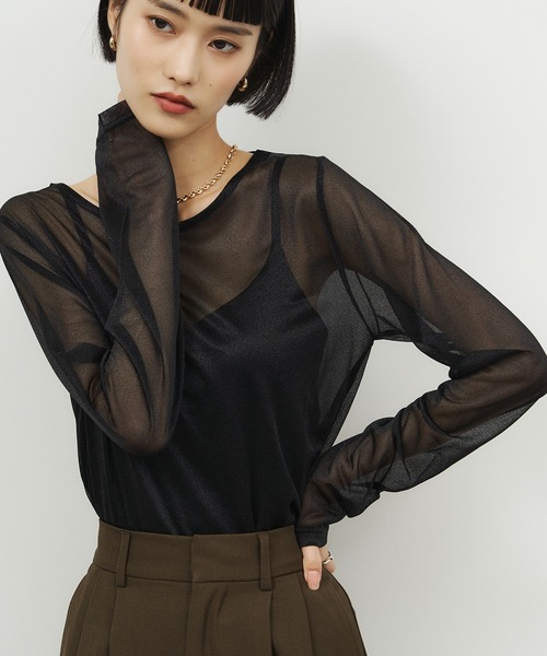 NOGLE(ノグル)の「【NOGLE/ノグル】アソートシアートップス(Tシャツ/カットソー・レディース・グレイッシュベージュ/アイボリー/ブルーグレー/ブラック/ブラウン/アイボリー系/ブラウン系・FREE)」の15枚目の写真