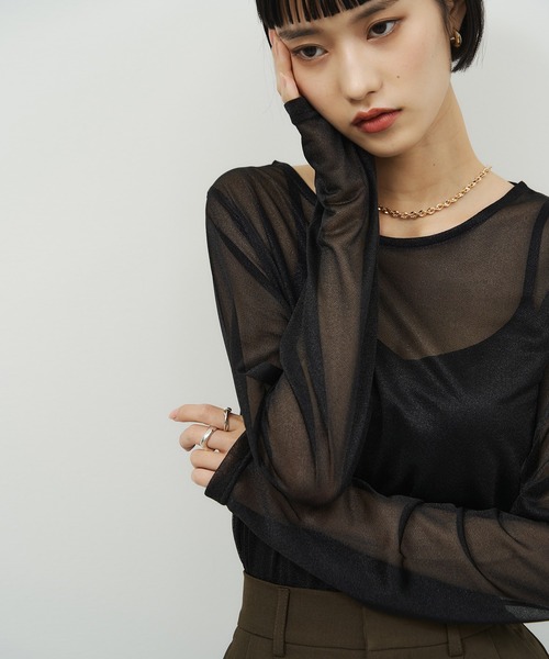 NOGLE(ノグル)の「【NOGLE/ノグル】アソートシアートップス(Tシャツ/カットソー・レディース・グレイッシュベージュ/アイボリー/ブルーグレー/ブラック/ブラウン/アイボリー系/ブラウン系・FREE)」の14枚目の写真