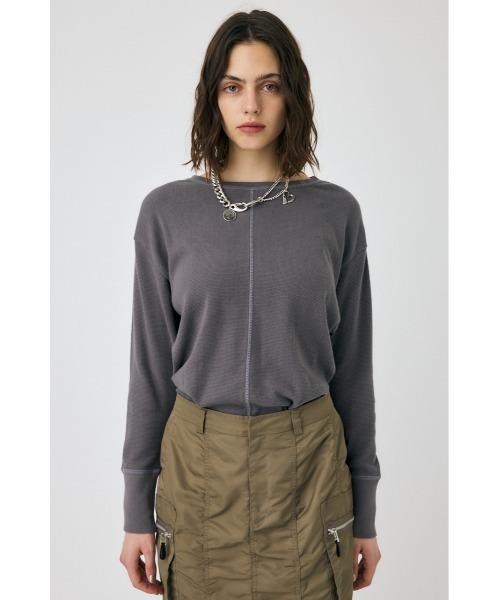 MOUSSY（マウジー）の「THERMAL ロングスリーブトップス（Tシャツ/カットソー・レディース・オフホワイト/ダークグレー/ピンク系その他・FREE）」の9枚目の写真