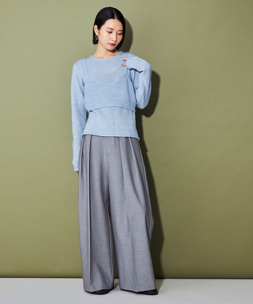 CITEN（シテン）の「＜CITEN＞キャミレイヤードニット（ニット/セーター・レディース・オフホワイト/ダークグレー/ライトブルー・FREE）」の14枚目の写真