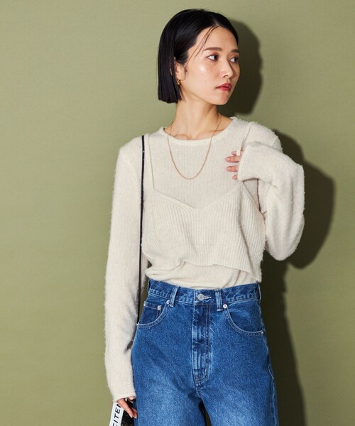 CITEN（シテン）の「＜CITEN＞キャミレイヤードニット（ニット/セーター・レディース・オフホワイト/ダークグレー/ライトブルー・FREE）」の16枚目の写真