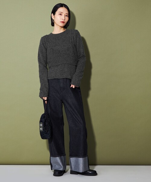 CITEN（シテン）の「＜CITEN＞キャミレイヤードニット（ニット/セーター・レディース・オフホワイト/ダークグレー/ライトブルー・FREE）」の20枚目の写真