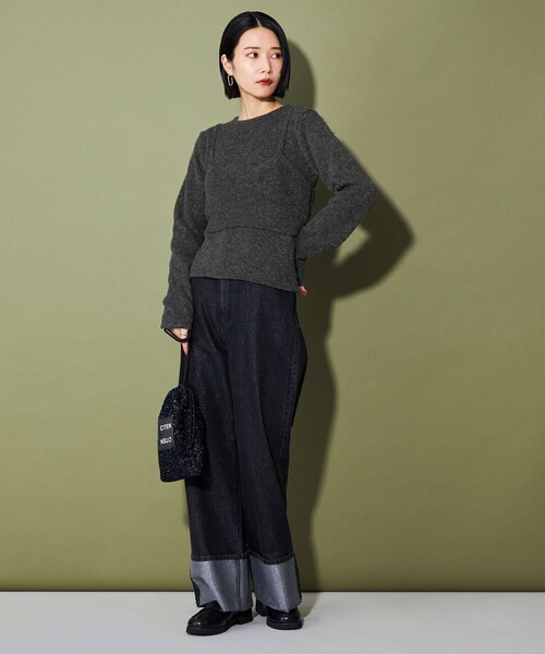 CITEN（シテン）の「＜CITEN＞キャミレイヤードニット（ニット/セーター・レディース・オフホワイト/ダークグレー/ライトブルー・FREE）」の21枚目の写真