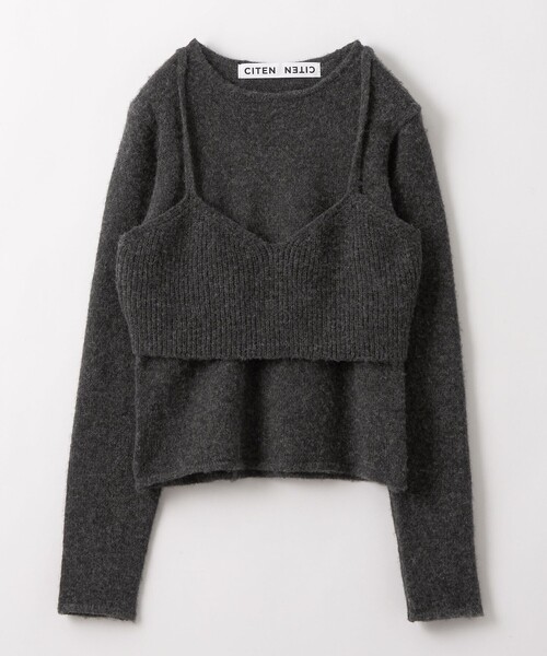 CITEN（シテン）の「＜CITEN＞キャミレイヤードニット（ニット/セーター・レディース・オフホワイト/ダークグレー/ライトブルー・FREE）」の9枚目の写真