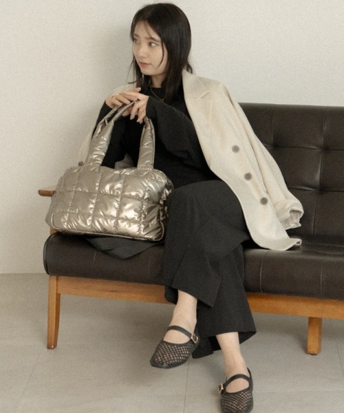 収納抜群の8ポケット！！】Rename キルティング メタリック ナイロン