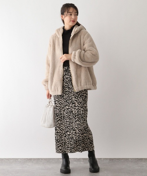 GLOBAL WORK Smile Seed Store（グローバルワーク スマイルシードストア）の「ファーボアパーカーブルゾン/135207（ブルゾン・レディース・ベージュ/モカ/ブラック・X-LARGE/LARGE/MEDIUM/SMALL）」の9枚目の写真