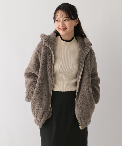 GLOBAL WORK Smile Seed Store（グローバルワーク スマイルシードストア）の「ファーボアパーカーブルゾン/135207（ブルゾン・レディース・ベージュ/モカ/ブラック・X-LARGE/LARGE/MEDIUM/SMALL）」の16枚目の写真