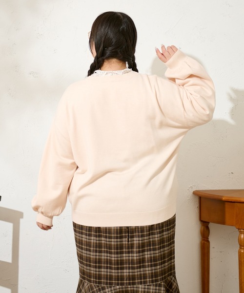 Louiosy（ルオシー）の「【大きいサイズ】キャットドッグ ジャガードオーバーニット（ニット/セーター・レディース・サックスブルー/アイボリー/レッド・4L/X-LARGE/3L）」の7枚目の写真