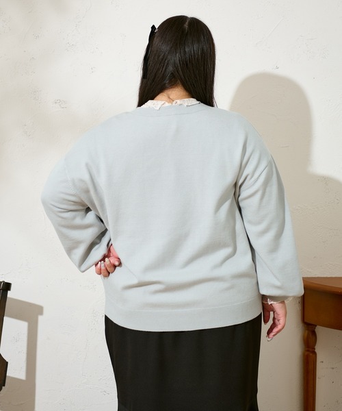 Louiosy（ルオシー）の「【大きいサイズ】キャットドッグ ジャガードオーバーニット（ニット/セーター・レディース・サックスブルー/アイボリー/レッド・4L/X-LARGE/3L）」の16枚目の写真