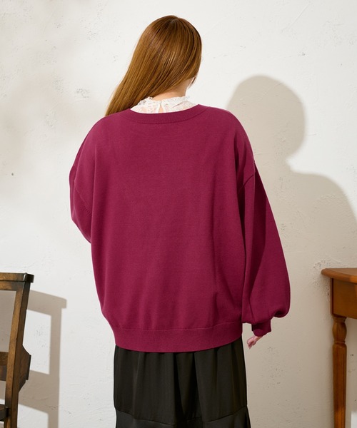 Louiosy（ルオシー）の「【大きいサイズ】キャットドッグ ジャガードオーバーニット（ニット/セーター・レディース・サックスブルー/アイボリー/レッド・4L/X-LARGE/3L）」の21枚目の写真