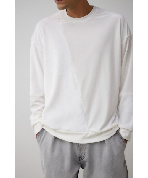 AZUL by moussy（アズールバイマウジー）の「ファーパイルベロアドッキングトップス（Tシャツ/カットソー・メンズ・ブラック/ブルー系その他3/オフホワイト/ブラック系その他/グレー・FREE）」の2枚目の写真