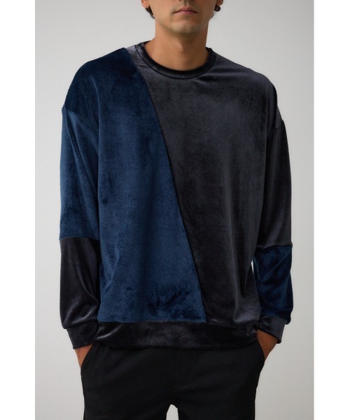 AZUL by moussy（アズールバイマウジー）の「ファーパイルベロアドッキングトップス（Tシャツ/カットソー・メンズ・ブラック/ブルー系その他3/オフホワイト/ブラック系その他/グレー・FREE）」の5枚目の写真