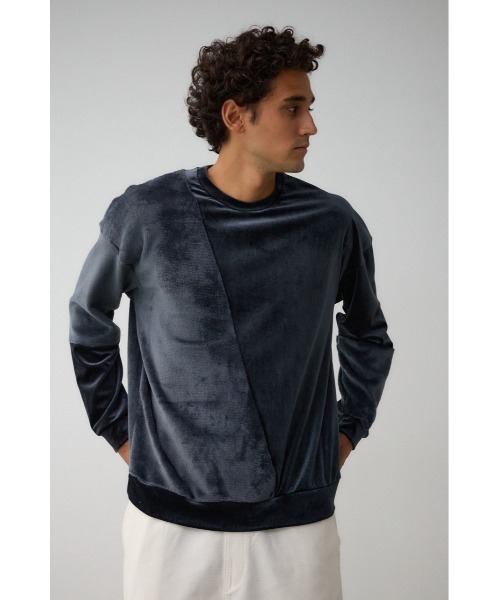 AZUL by moussy（アズールバイマウジー）の「ファーパイルベロアドッキングトップス（Tシャツ/カットソー・メンズ・ブラック/ブルー系その他3/オフホワイト/ブラック系その他/グレー・FREE）」の7枚目の写真