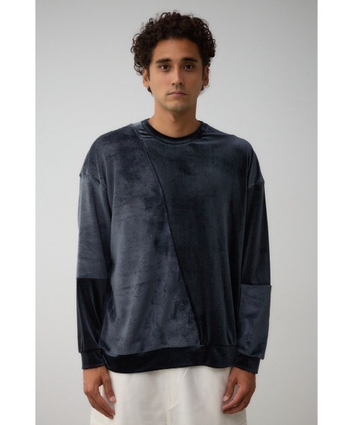 AZUL by moussy（アズールバイマウジー）の「ファーパイルベロアドッキングトップス（Tシャツ/カットソー・メンズ・ブラック/ブルー系その他3/オフホワイト/ブラック系その他/グレー・FREE）」の9枚目の写真