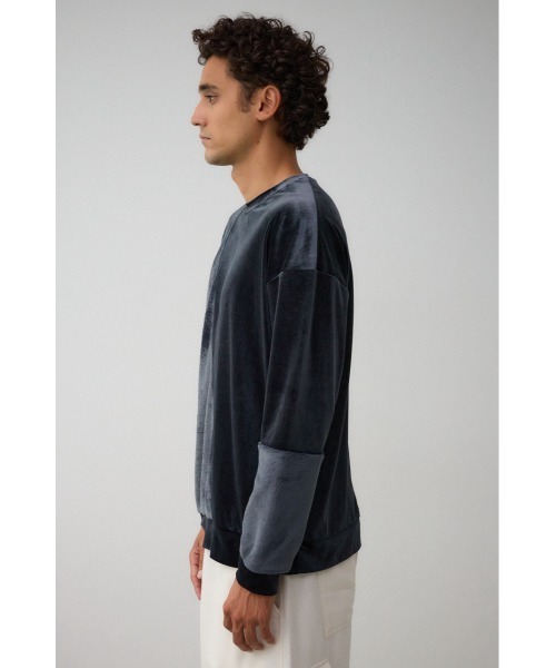 AZUL by moussy（アズールバイマウジー）の「ファーパイルベロアドッキングトップス（Tシャツ/カットソー・メンズ・ブラック/ブルー系その他3/オフホワイト/ブラック系その他/グレー・FREE）」の10枚目の写真
