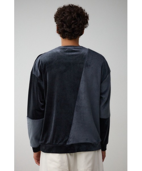 AZUL by moussy（アズールバイマウジー）の「ファーパイルベロアドッキングトップス（Tシャツ/カットソー・メンズ・ブラック/ブルー系その他3/オフホワイト/ブラック系その他/グレー・FREE）」の11枚目の写真